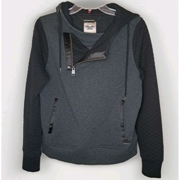 Harley-Davidson Women's Sweater Side Zip Hooded Pullover Fleece Size Large - Picture 1 of 14